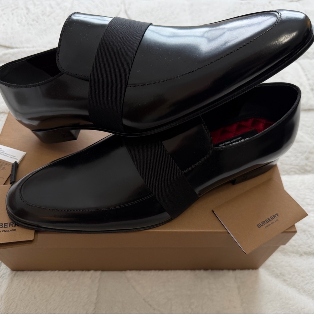 NEW! $790 Burberry Black Patent Evening Loafer 45 11 / 11.5
